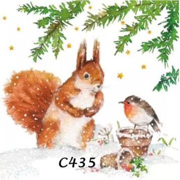 Servetten decoupage/bullet journal * Eekhoorn+roodborst C435 beschikbaar voor biedingen
