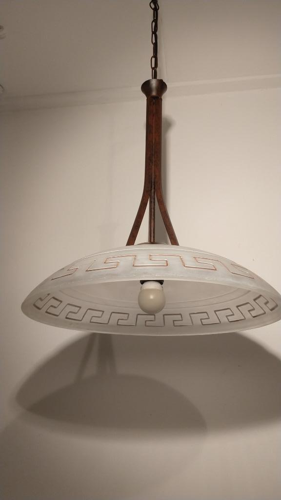 Grote Griekse hanglamp 40cm, Huis en Inrichting, Lampen | Hanglampen, Zo goed als nieuw, 50 tot 75 cm, Glas, Metaal, Ophalen of Verzenden