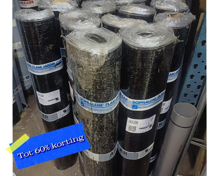 Tot -60%! Dakleer Soprema Sopralene Flam jardin  5x1 m 3.2, Huis en Inrichting, Overige Huis en Inrichting, Nieuw, Ophalen