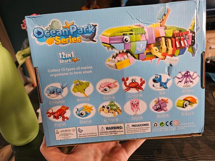 Bouwstenen Zeedieren Set - 12 in 1 Haai, Kinderen en Baby's, Speelgoed | Bouwstenen, Zo goed als nieuw, Ophalen of Verzenden