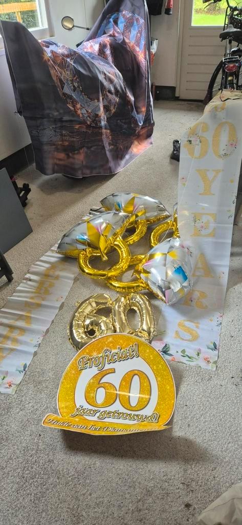 diamant bruiloft 60 jaar anniversary banners ballonnen, Hobby en Vrije tijd, Feestartikelen, Gebruikt, Versiering, Geboorte of Huwelijk