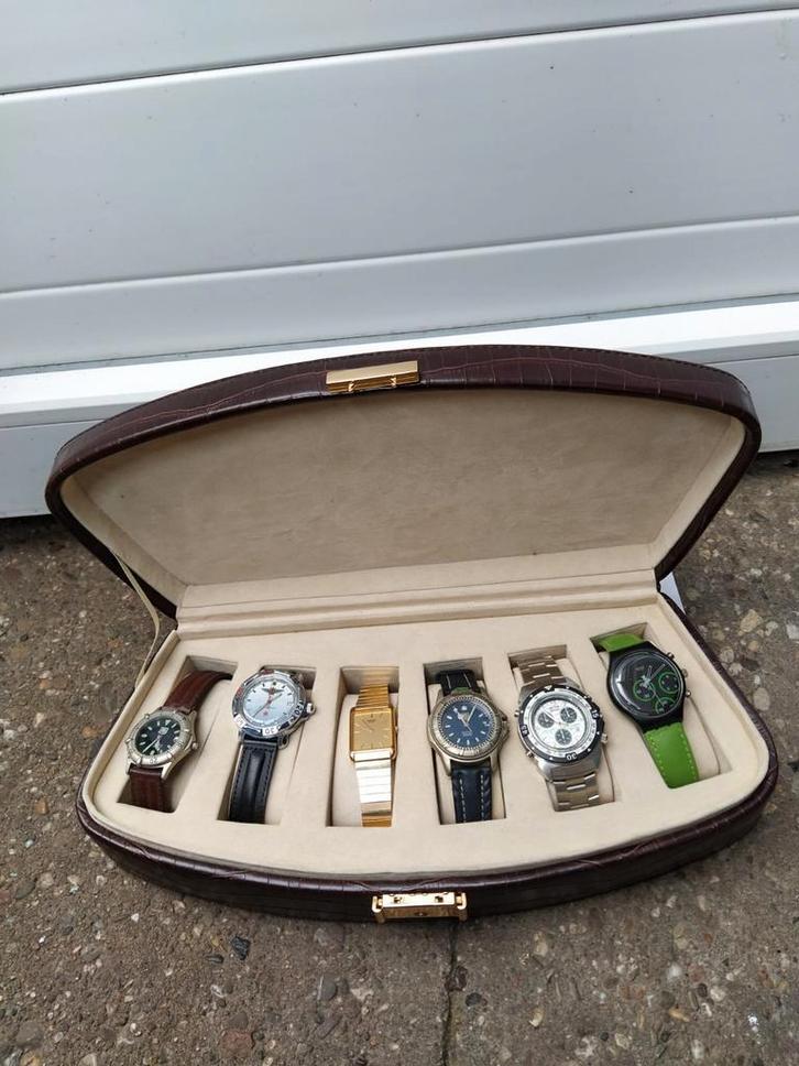 Diverse horlogecollectie in horlogebox, Sieraden, Tassen en Uiterlijk, Horloges | Heren, Gebruikt, Polshorloge, Overige merken