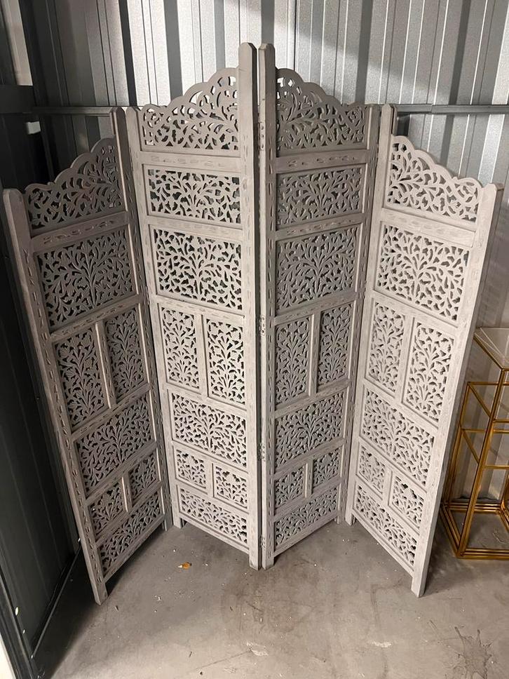 Oosters Kamerscherm - Grijs, Huis en Inrichting, Woonaccessoires | Kamerschermen, Zo goed als nieuw, Ophalen of Verzenden