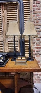 2 zwarte barok tafellampen schemerlampen beige goud kappen, Huis en Inrichting, Lampen | Tafellampen, Ophalen of Verzenden