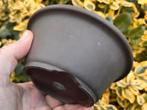 Bonsai pot rond bruin ongeglazuurd Japans aardewerk 15,2x6, Rond, Ophalen of Verzenden, Zo goed als nieuw, Aardewerk