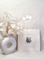 Ets kat portret in passe partout 20x20 cm., Minder dan 50 cm, Oorspronkelijke maker, Nieuw, Ophalen of Verzenden