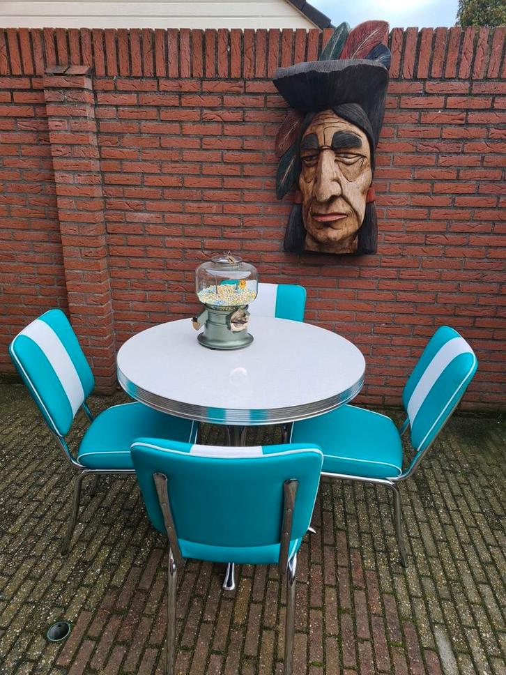 FIFTIES SIXTIES AMERIKAANSE BEL AIR DINER STOELEN MET TAFEL, Huis en Inrichting, Stoelen, Zo goed als nieuw, Vier, Metaal, Overige materialen