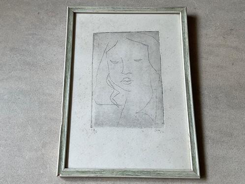 Ets portret dame gesign Dries 2/25 naar Matisse uit 1954, Antiek en Kunst, Kunst | Etsen en Gravures, Verzenden