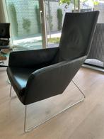 Fauteuil Don van Label van den Berg, zwart leer., Ophalen, Gebruikt, 50 tot 75 cm, Leer
