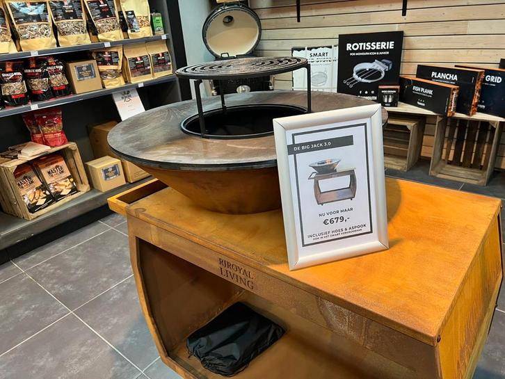 Vuurschaal barbecue ofyr plancha grill hout kool gietijzer, Tuin en Terras, Houtskoolbarbecues, Nieuw, Met accessoires, Ophalen