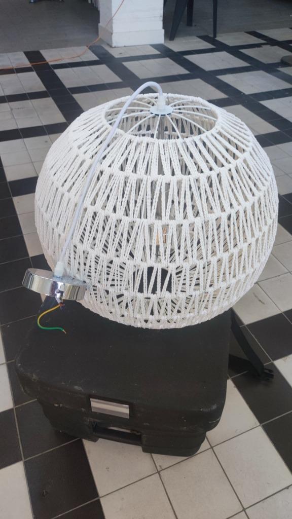 hanglamp wit touw, Huis en Inrichting, Lampen | Hanglampen, Zo goed als nieuw, Minder dan 50 cm, Kunststof, Metaal, Ophalen