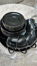 Set 6 zwarte koffie kopjes en dessert borden, Ophalen, Nieuw, Effen, Kop(pen) en/of Schotel(s)