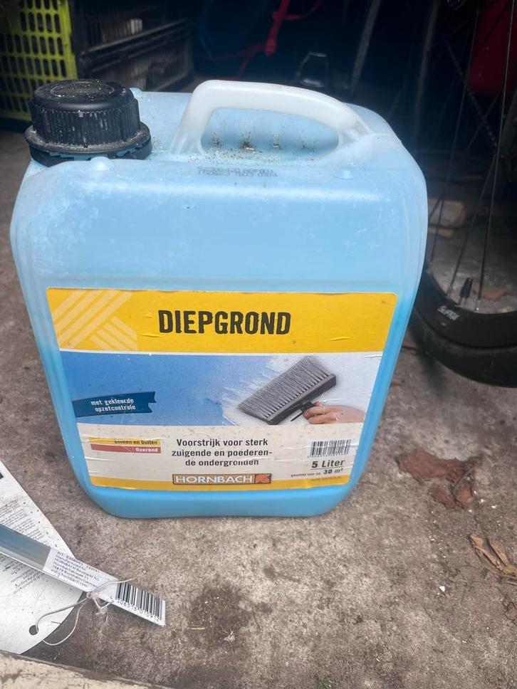 Diepgrond - voorstrijk - 5 Liter, Doe-het-zelf en Verbouw, Verf, Beits en Lak, Gebruikt, Verf, Minder dan 5 liter, Blauw, Ophalen