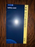 United airlines B737-MAX8/9 safety card, Ophalen of Verzenden, Zo goed als nieuw, Kaart, Foto of Prent