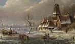 Schilderij winterlandschap op paneel. Thomas Heesakkers., Ophalen