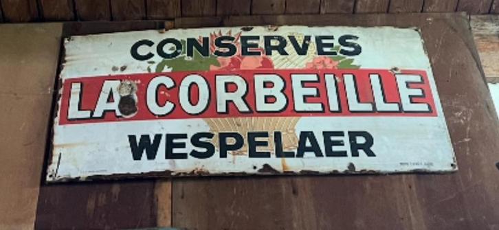 Emaille bord La Corbeille Wespelaer, Antiek en Kunst, Antiek | Emaille, Ophalen