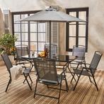 Tuinset - tuintafel met 6x stoelen en parasols - nieuw, Ophalen, Overige materialen, Pruisische veldweg 220 Hengelo, 6 zitplaatsen