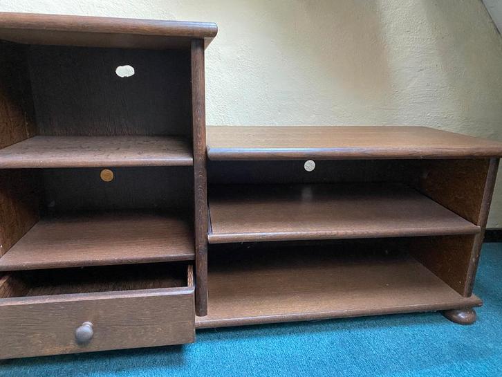 Vintage huiskamer meubel, Huis en Inrichting, Kasten | Dressoirs, Gebruikt, 100 tot 150 cm, 25 tot 50 cm, Met lade(s), Met plank(en)