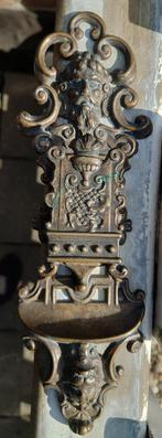 Victoriaanse koperen luciferhouder met decoratie, Antiek en Kunst, Antiek | Koper en Brons, Ophalen of Verzenden, Brons