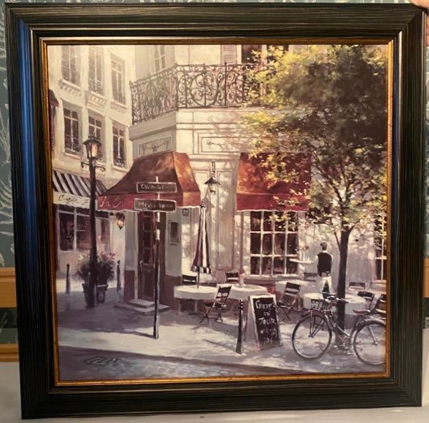 Schilderij parijs cafe nieuw bij de boet 120€ 85cm vierkant, Antiek en Kunst, Kunst | Schilderijen | Klassiek, Ophalen