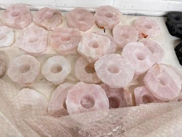 Prachtige waxine houders rozenkwarts, Amethist,e.d beschikbaar voor biedingen