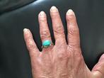 Mooie zilveren ring met turquoise steen, Sieraden, Tassen en Uiterlijk, Ringen, Ophalen of Verzenden, Dame, Zilver, Kleiner dan 17