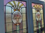 Set Jugendstil openslaande glas in lood deuren 207x138cm., Ophalen