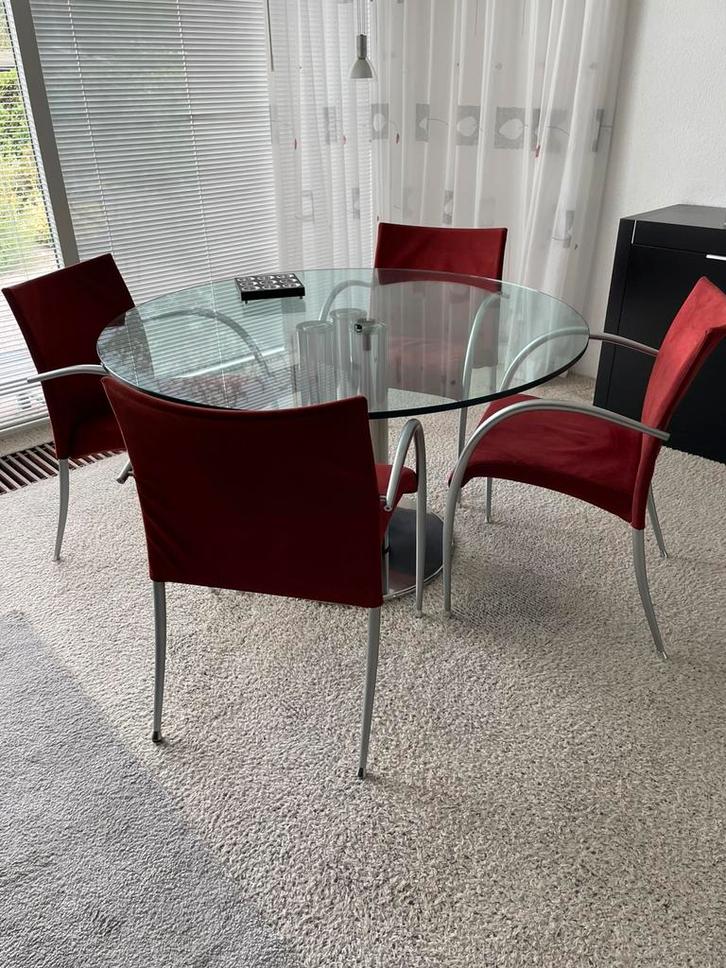 Design eettafel Zanuso voor Zanota, incl 4 design stoelen, Huis en Inrichting, Tafels | Eettafels, Zo goed als nieuw, 100 tot 150 cm