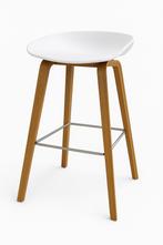 2x - HAY About A Stool – stijlvolle barkruk in eiken en wit, Ophalen, Kunststof, Gebruikt, 60 tot 90 cm