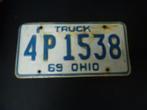 Kentekenplaat licenseplate Ohio Truck 1969 USA, Verzamelen, Verzenden, Gebruikt, Auto's