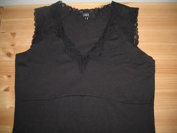 Didi Glans Top Stretch Zwart met Kant Maat S Vintage beschikbaar voor biedingen