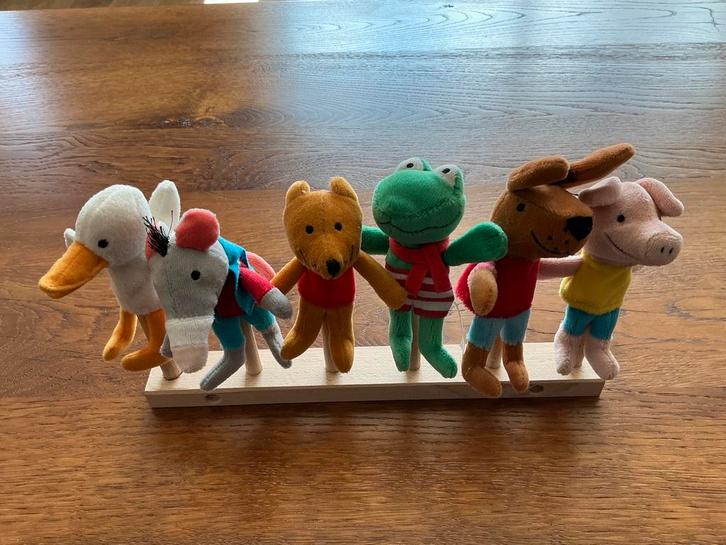 Set vingerpoppetjes kikker en vriendjes Max Velthuijs, Verzamelen, Speelgoed, Gebruikt, Ophalen of Verzenden