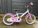 Meisjesfiets 16 inch, roze met wit, Fietsen en Brommers, Fietsen | Kinderfietsjes, Ophalen, Zo goed als nieuw, 16 tot 20 inch