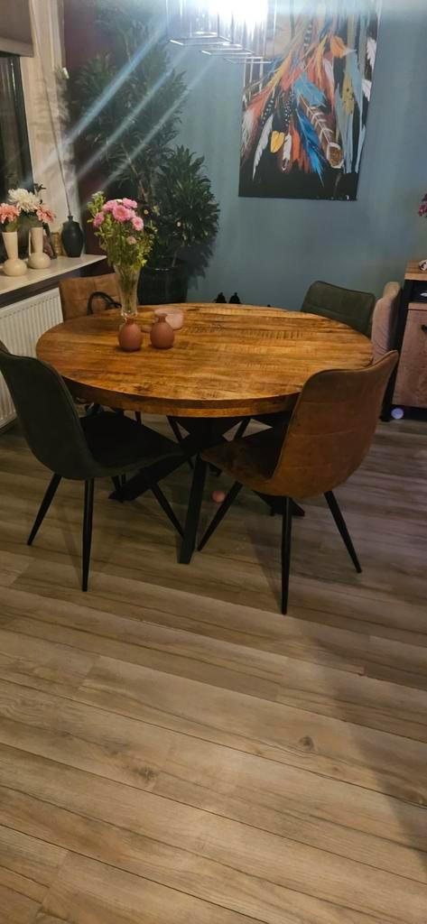 Mango houten eettafel - 130cm, Huis en Inrichting, Tafels | Eettafels, Zo goed als nieuw, 100 tot 150 cm, 100 tot 150 cm, Rond