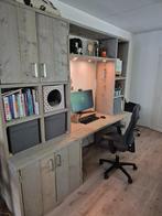 Handgemaakte steigerhouten wandkast met pc of werkplek, Ophalen, 250 tot 300 cm, 200 cm of meer, Overige houtsoorten