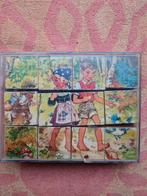 Retro blokpuzzel met bekende sprookjes, Ophalen of Verzenden, 10 tot 50 stukjes, Gebruikt, 6 jaar of ouder