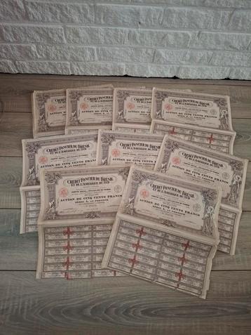 65 originele aandelen van Credit Foncier du Bresil uit 1928  beschikbaar voor biedingen