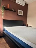 Zwart malm bed 140 x 200 incl. lattenbodems & 4 opberg laden, Ophalen, Zwart, Tweepersoons, 140 cm