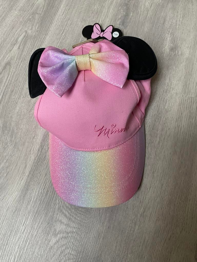 Roze glitter mini mouse pet met oren en strik, Meisje, Nieuw, Ophalen of Verzenden, Pet