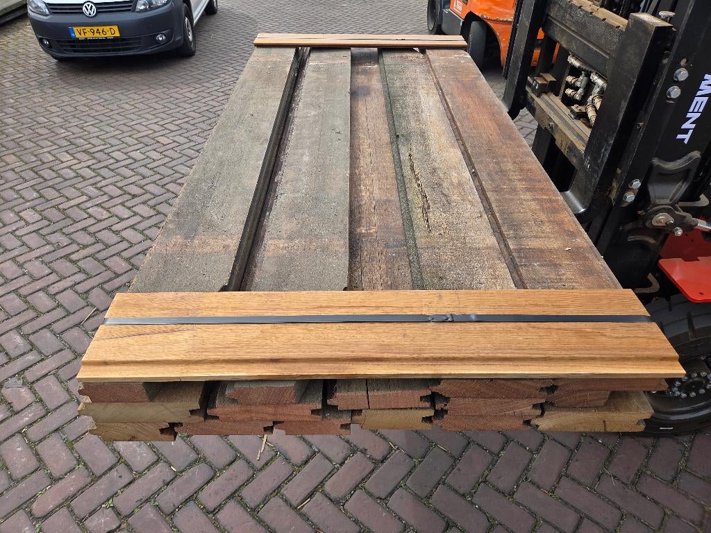 5 m2 hardhouten damwand - Extra goedkoop - nr: HP91, Ophalen, Planken, Nieuw, Hardhout