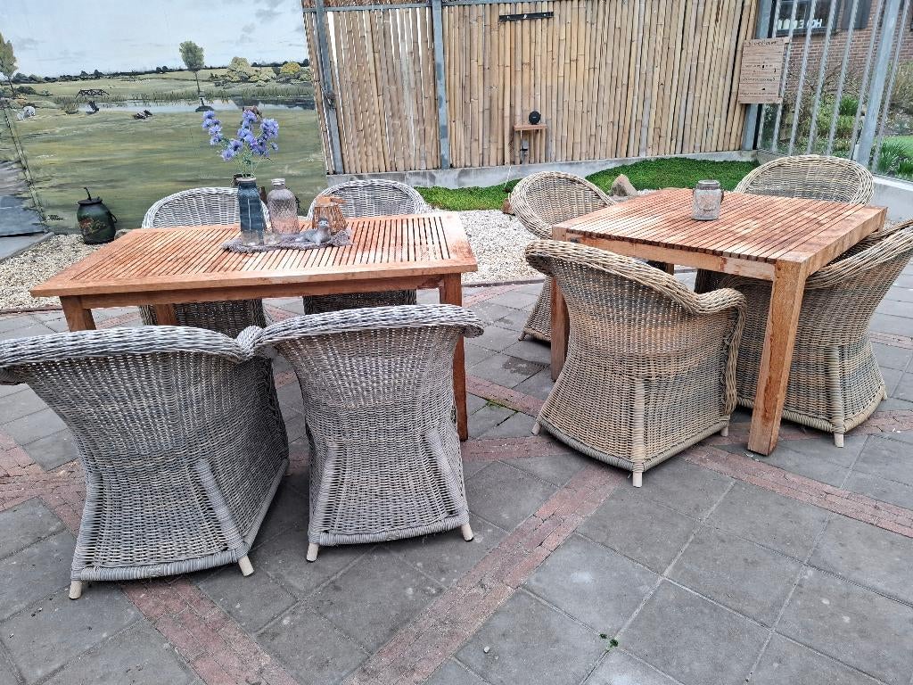 Teakhout tuinsets te koop van merk Hartman, Tuin en Terras, Tuinsets en Loungesets, Ophalen, Gebruikt, Teakhout, 8 zitplaatsen