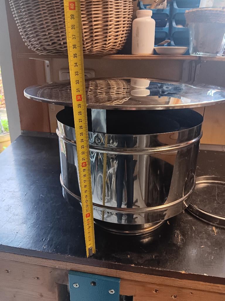 Dubbelwandig trekkende regenkap RVS 150mm/200mm, 250 mm of meer, Overige typen, Ophalen of Verzenden, Zo goed als nieuw