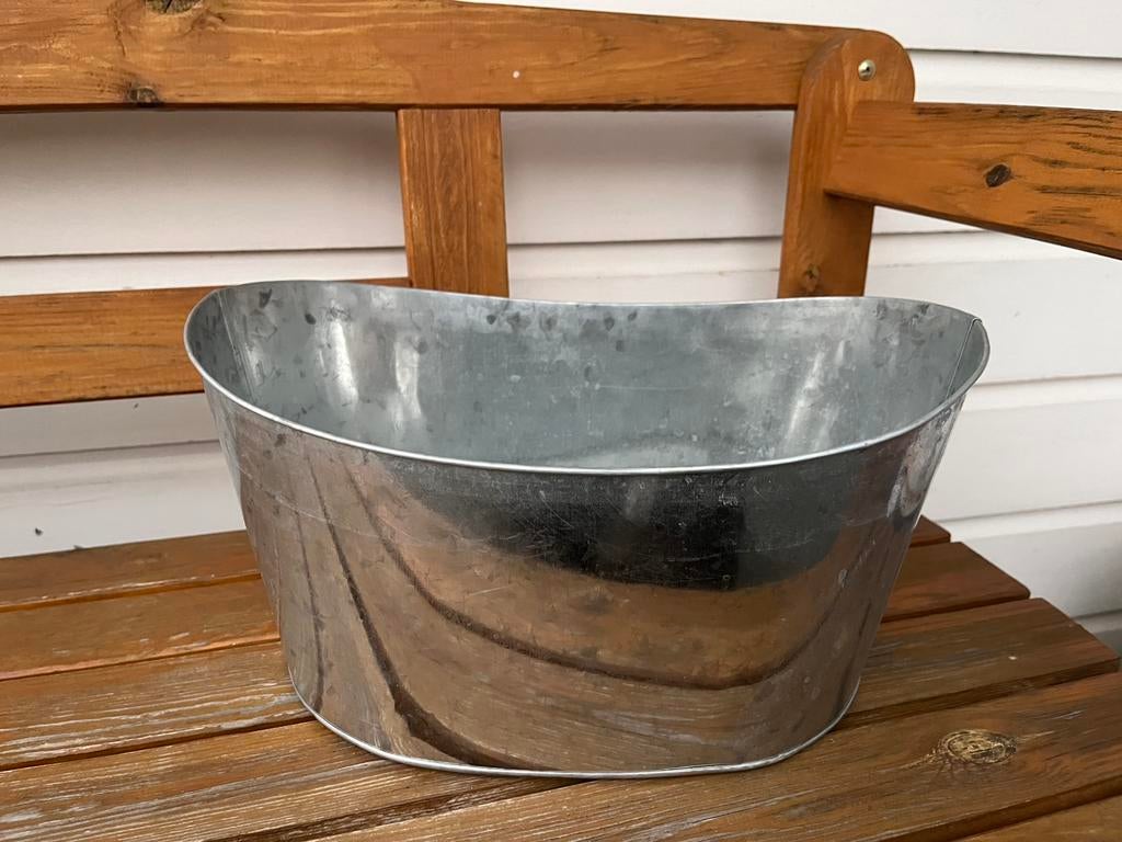 Zinken teil antique look schaal plantenteil zink 37x29x18 cm, Ophalen of Verzenden