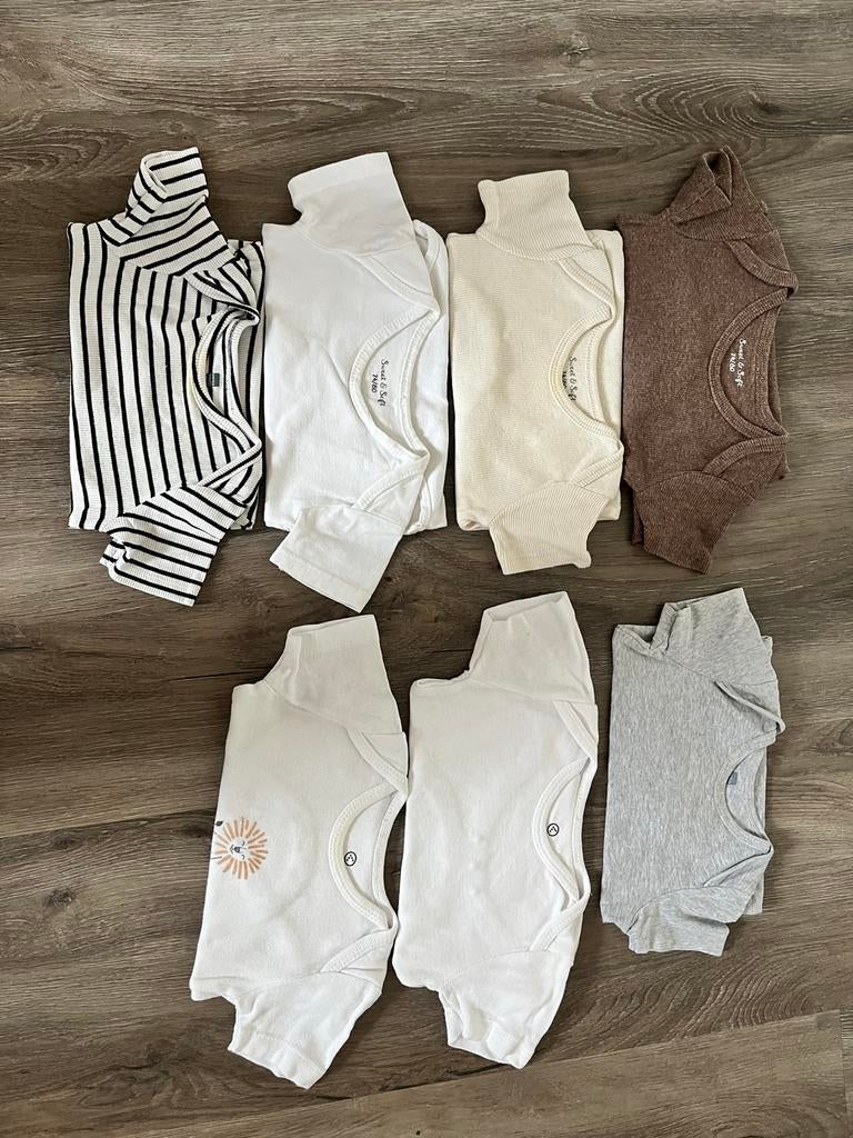7 rompers korte mouw, diverse merken, Kinderen en Baby's, Babykleding | Maat 74, Ophalen of Verzenden, Gebruikt, Jongetje of Meisje