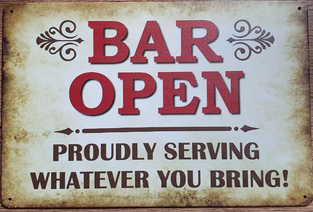 Bar open proudly serve reclamebord van metaal wandbord deco