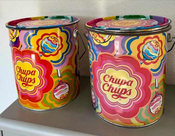 Chupa Chups blikken emmers, Verzamelen, Overige Verzamelen, Zo goed als nieuw, Ophalen of Verzenden