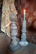 Houten Hoffz kandelaar & houten Hoffz statue~ornament., Ophalen of Verzenden, Zo goed als nieuw, Hout, 25 tot 50 cm