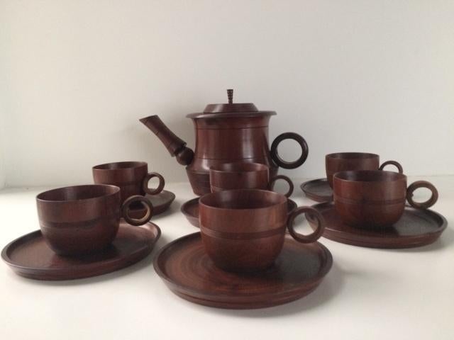EXCLUSIEVE deco NIEUWE houten theeset Indonesie/Java-Bali???, Ophalen of Verzenden, Nieuw