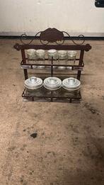 Vintage kruidenrekje met potjes - Maison de Campagne, Ophalen