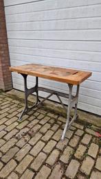 Industriële werkbank of tafel ijzeren onderstel houten blad, Ophalen, Gebruikt, 170 cm of meer